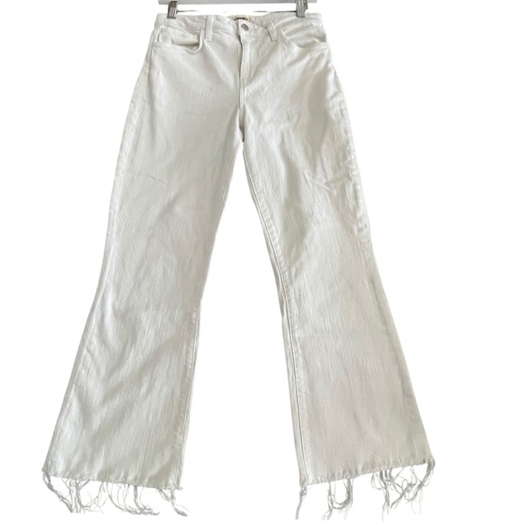 L'AGENCE White Flare Jeans Size 29 High‎ Rise Frayed Hem Coastal Cowgirl - Picture 1 of 10